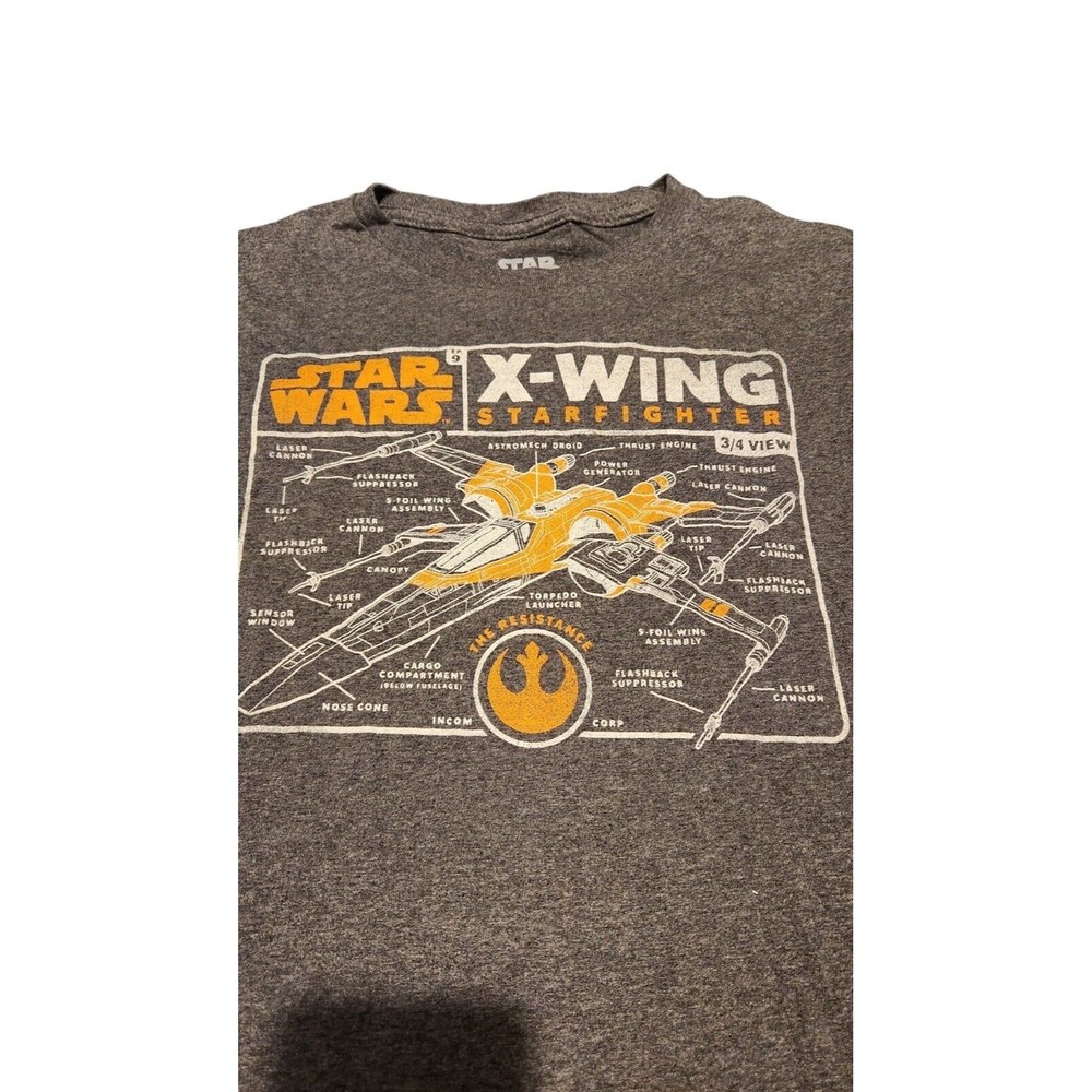 Star Wars Men's Gray‎ Cotton Blend Short Sleeves X-Wing T-Shirt Size Medium